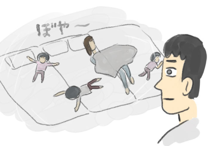 ぼやーと見えてくる寝姿は、まるでテトリス!?【連載・室木おすしの「娘へ。」】