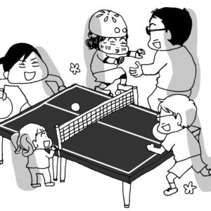 バッティングに卓球、ローラースケート。遊びの種類が豊富な『スポッチャ』へ【カツヤマケイコの絵日記】
