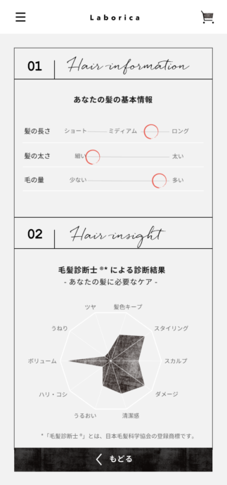 髪診断※マイページ画面(結果)
